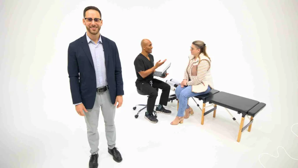 Patient receiving chiropractic adjustment as part of his rehabilitation after accidents.