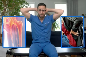 Paciente con dolor por nervio ciático recibiendo ajuste quiropráctico para aliviar la presión lumbar y recuperar la movilidad de forma natural.