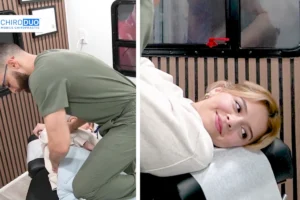 Best chiropractor near me explaining the plan of care to a patient prior to the chiropractic adjustment.